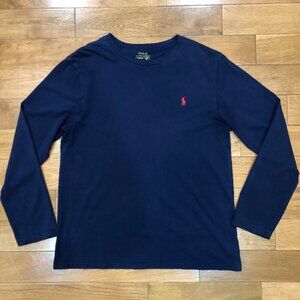 Polo Ralph Lauren 100% Cotton Long Sleeve Navy T Shirt Size L (14-16)